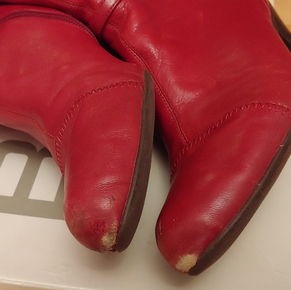 Red Leather Calf-Length Boots - EU size 40 - Picture 2 of 7